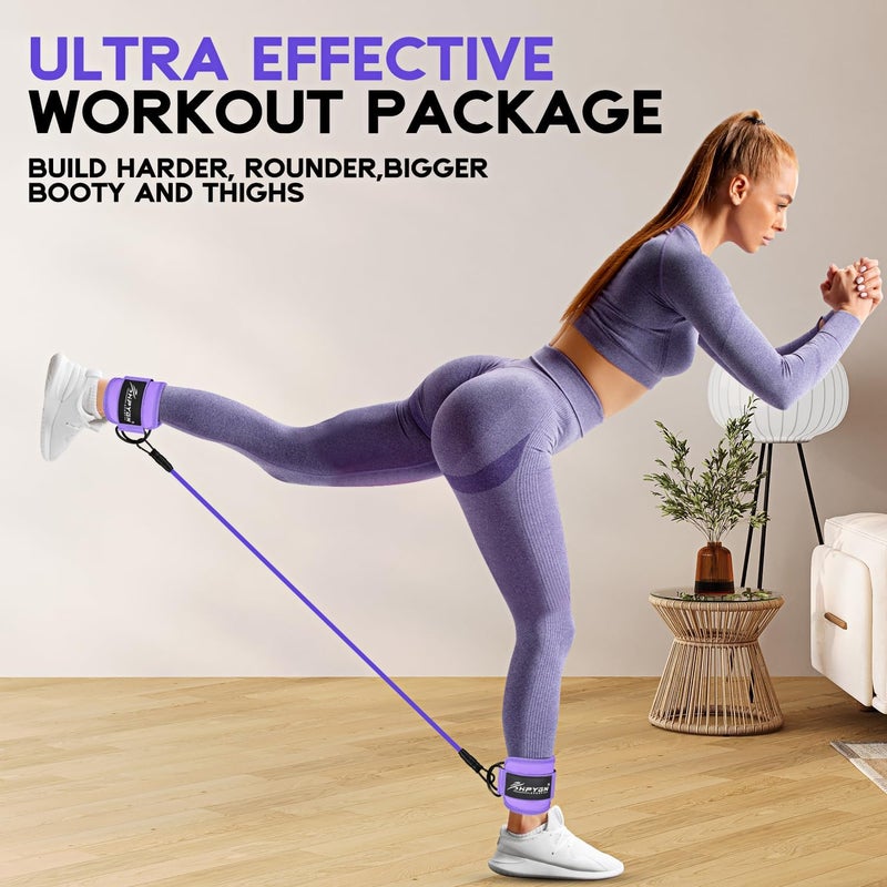 HPYGN Ankle Resistance Bands, Ankle Bands for Working Out with Cuffs, Resistance Bands for Leg Butt Training Workout Equipment for Kickbacks Hip Gluteus Training, Ankle Strap with Exercise Bands - Image 4